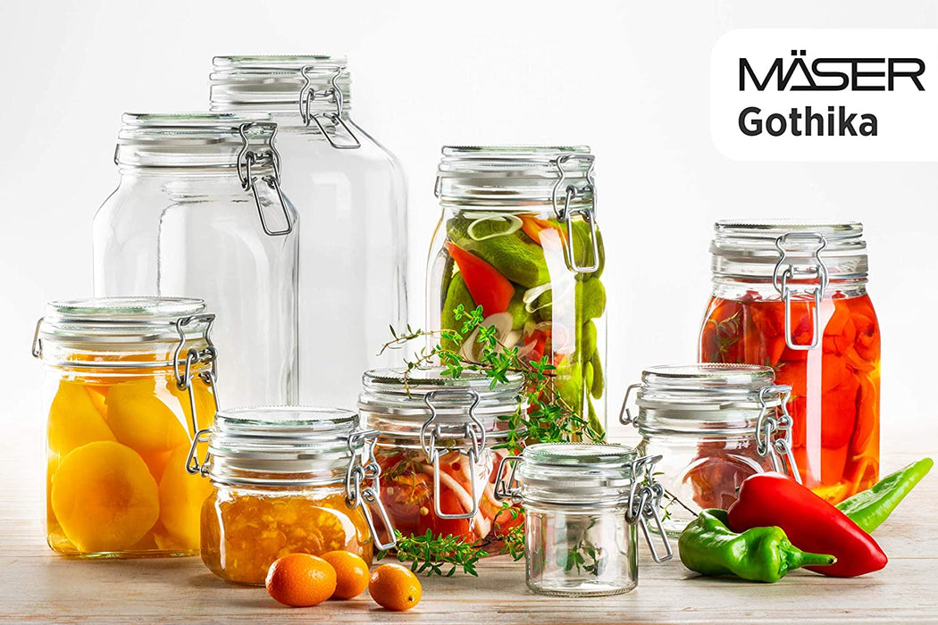 Gothika, Einmachgläser 1,45 l, 6er Set, made in Germany, Vorratsgläser mit Deckel und Drahtbügel zum luftdichten Aufbewahren, Einkochen und Einlegen