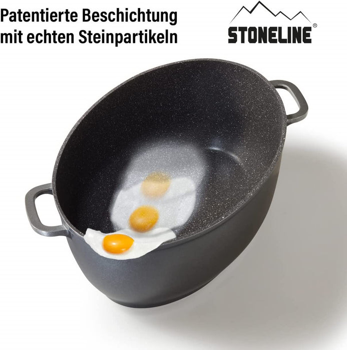 Gourmet Bräter, oval, 38,8 x 26,3 cm, 8 L, mit Aroma-Glasdeckel zur dosierten Zugabe von Flüssigkeiten, Aluguss Bräter Induktion und backofengeeignet