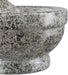 Granit Mörser mit Stößel 17 cm Durchmesser, robuster, langlebiger Steinmörser, echter Granit poliert, grau