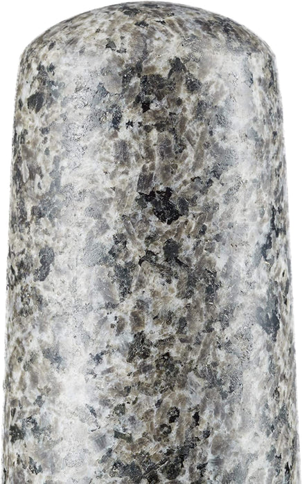 Granit Mörser mit Stößel 17 cm Durchmesser, robuster, langlebiger Steinmörser, echter Granit poliert, grau