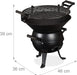 Grillfass, Gusseisen und Stahl, höhenverstellbar, tragbar, Barbecue Holzkohlegrill, Grillrost Ø 35 cm, schwarz