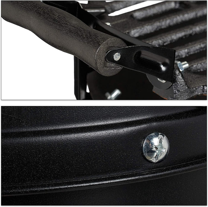 Grillfass, Gusseisen und Stahl, höhenverstellbar, tragbar, Barbecue Holzkohlegrill, Grillrost Ø 35 cm, schwarz