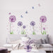  Groß Wandtattoo Löwenzahn, Lila Wandsticker für Kinderzimmer Mädchen, Wandtattoo Pusteblume für Schlafzimmer, Schmetterling Pflanzen Blumen 