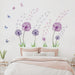  Groß Wandtattoo Löwenzahn, Lila Wandsticker für Kinderzimmer Mädchen, Wandtattoo Pusteblume für Schlafzimmer, Schmetterling Pflanzen Blumen 