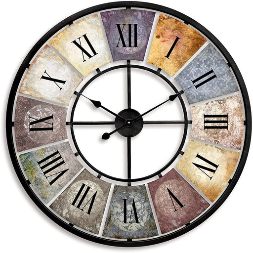 Große Vintage Wanduhr Retro XXL Antike Metall Uhr Edelstahl Groß Shabby Chic römische Ziffern Gross für Wohnzimmer Wand Ø 80 cm Wall-Art