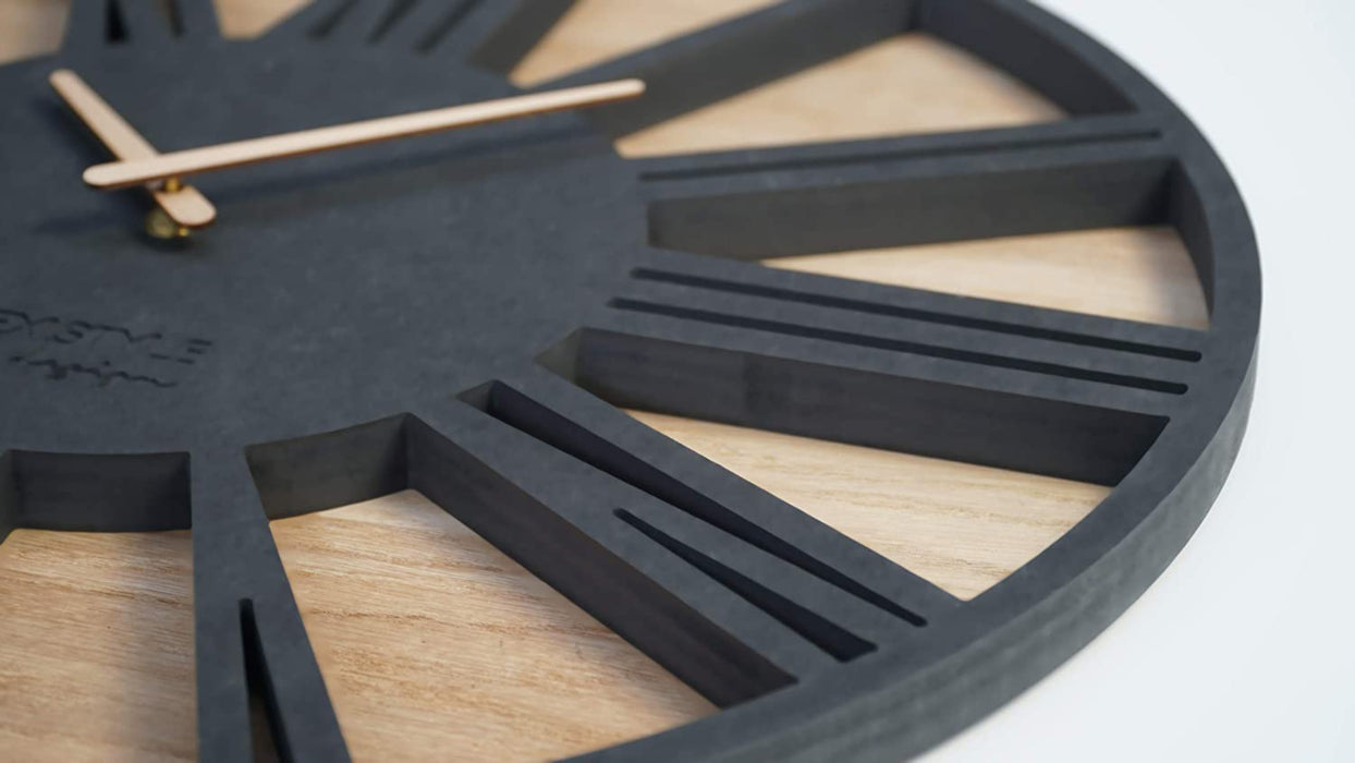 Groß wanduhr ohne tickgeräusche Roman LOFT Schwarz 50cm, Wohnzimmer, Schlafzimmer