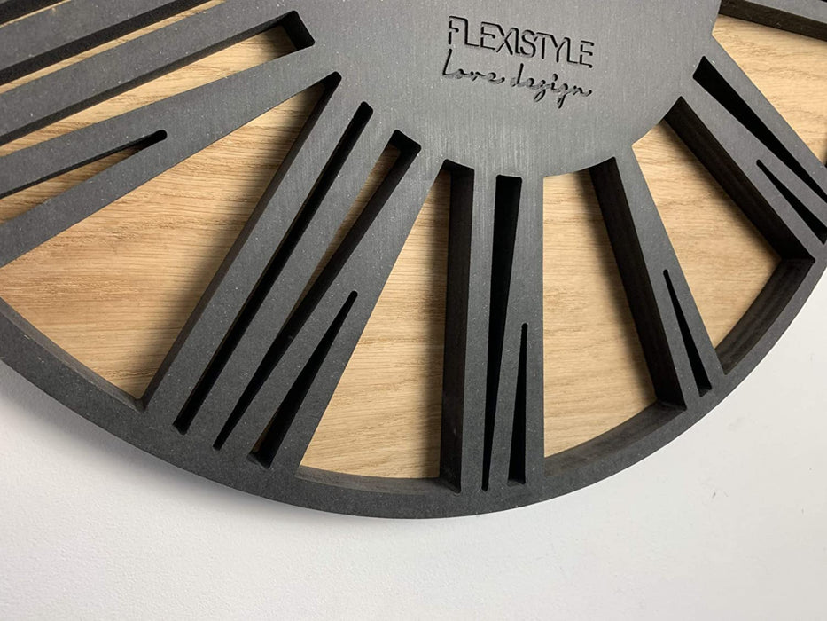 Groß wanduhr ohne tickgeräusche Roman LOFT Schwarz 50cm, Wohnzimmer, Schlafzimmer