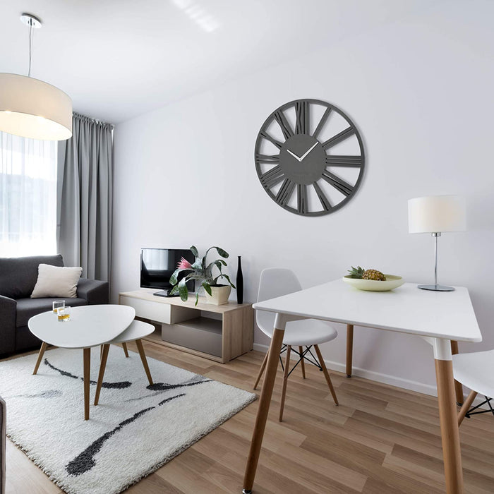 Groß wanduhr ohne tickgeräusche Roman LOFT Schwarz 50cm, Wohnzimmer, Schlafzimmer