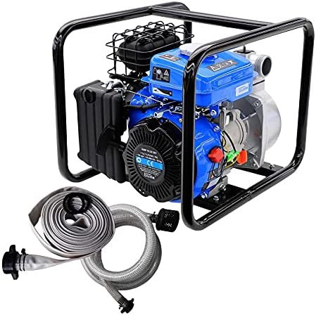 Güde Motorpumpe-Set (4-Takt Motor, Fördervolumen: 15.000 l/h, max. Förderhöhe: 22 m, Benzin-Motorpumpe), Blau, Schwarz