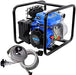 Güde Motorpumpe-Set (4-Takt Motor, Fördervolumen: 15.000 l/h, max. Förderhöhe: 22 m, Benzin-Motorpumpe), Blau, Schwarz