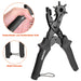 Gürtellochzange Heavy Duty Revolverlochzange Hebelübersetzung Lochzange Gürtel - Leder Locher mit 2 Extra Punch Platten, Lineal, Schleifstab 