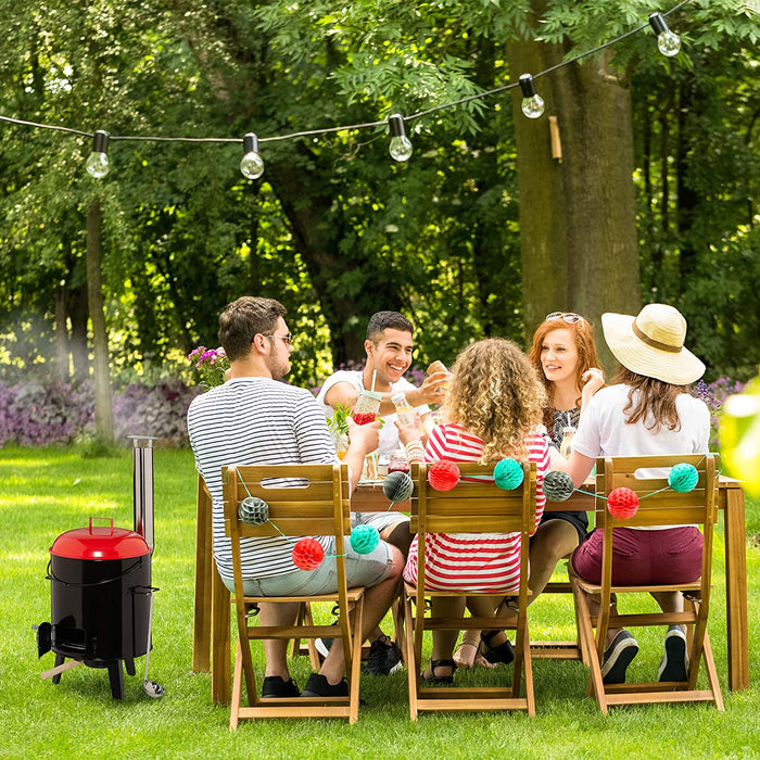 Gulaschkanone, emailliert, Gulaschkessel mit Deckel, 14 Liter, mit Grillrost, Outdoor Feldküche, schwarz rot
