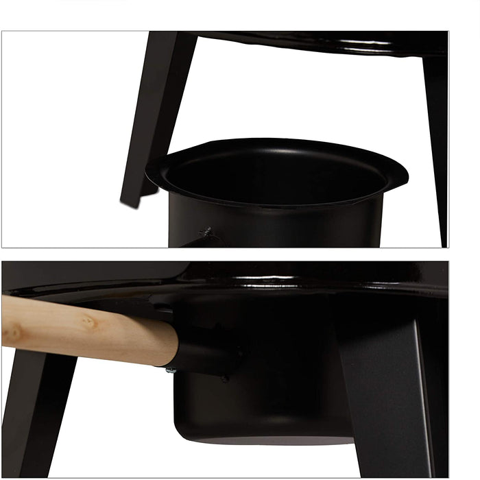 Gulaschkanone, emailliert, Gulaschkessel mit Deckel, 14 Liter, mit Grillrost, Outdoor Feldküche, schwarz rot