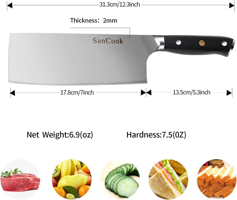 Hackmesser Küchenmesser Professionelle Kochmesser 17.5cm Messer, Fleischmesser Chinesisches Messer aus Hochwertigem Carbon Edelstahlmesser 
