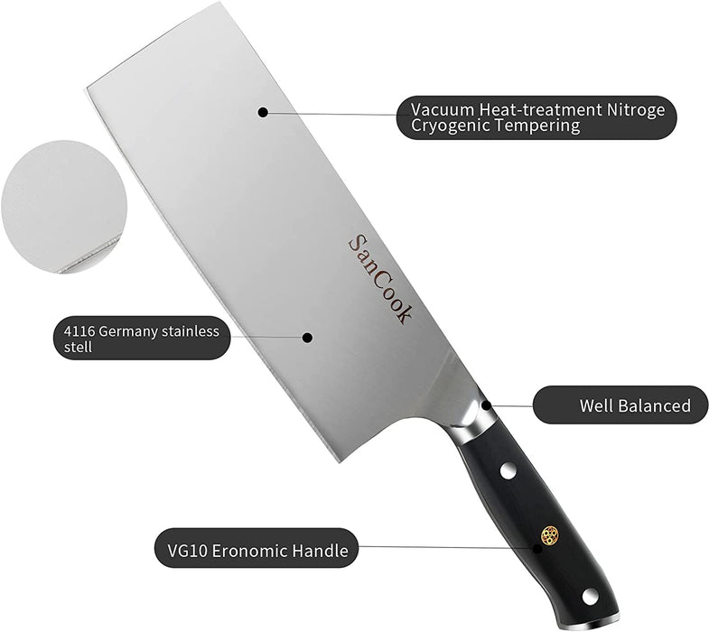 Hackmesser Küchenmesser Professionelle Kochmesser 17.5cm Messer, Fleischmesser Chinesisches Messer aus Hochwertigem Carbon Edelstahlmesser 
