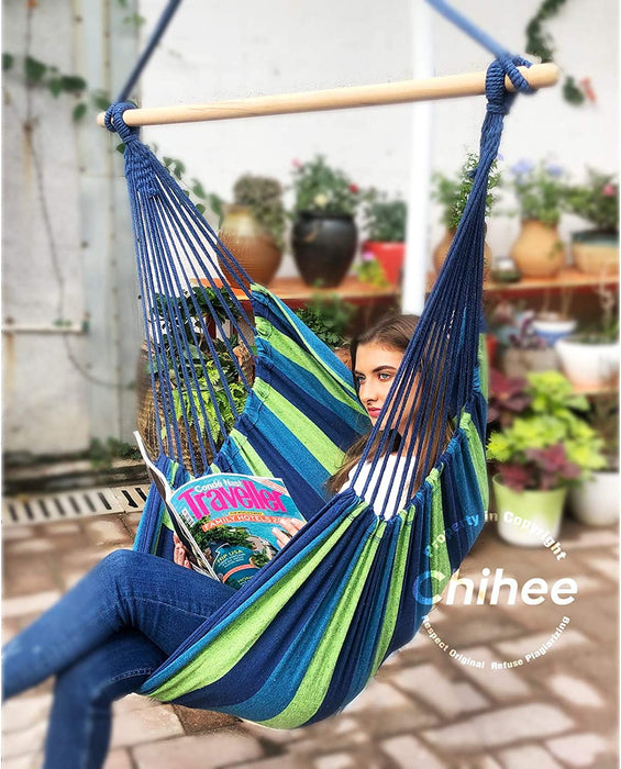 Hängematte Stuhl Große Hängematte Stuhl Entspannung Hängesessel Baumwolle Weben für Höchsten Komfort und Haltbarkeit Innen/Draußen Zuhause Schlafzimmer Terrasse Deck Hof Garten