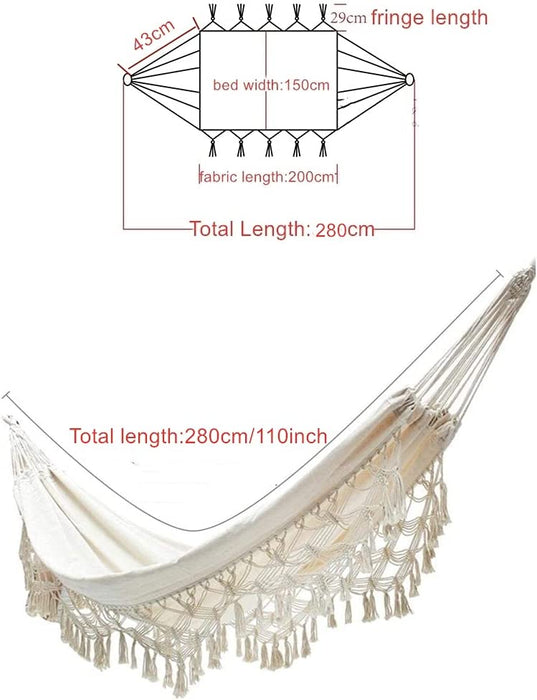Hängematte für den Außenbereich, doppelte Baumwolle, brasilianische Hängematte Garten, geeignet für 2 Erwachsene