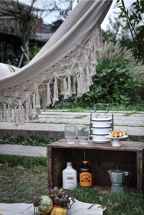 Hängematte für den Außenbereich, doppelte Baumwolle, brasilianische Hängematte Garten, geeignet für 2 Erwachsene