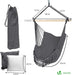 Hängesessel mit 2 Kissen & Bücherfach, Hängestuhl XXL Hängematte Schaukel für Indoor Outdoor Garten, Grau
