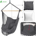 Hängesessel mit 2 Kissen & Bücherfach, Hängestuhl XXL Hängematte Schaukel für Indoor Outdoor Garten, Grau