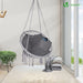 Hängesessel mit Bücherfach & Kissen, Hängeschaukel Hängestuhl für Indoor Outdoor Garten, Ø Sitzfläche 80cm, Grau