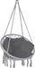 Hängesessel mit Bücherfach & Kissen, Hängeschaukel Hängestuhl für Indoor Outdoor Garten, Ø Sitzfläche 80cm, Grau