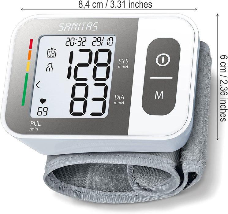 Handgelenk-Blutdruckmessgerät, vollautomatische Blutdruck- und Pulsmessung, Warnfunktion bei möglichen Herzrhythmusstörungen