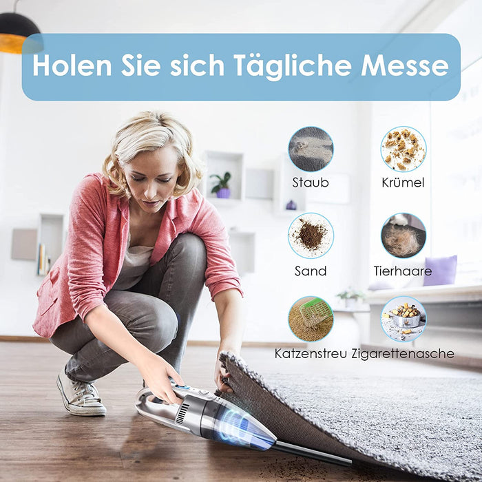 Handstaubsauger, 3 in 1 Handstaubsauger Akku 630g Ultraleicht, 2600mAh Aufladbare & Lange Laufzeit Staubsauger Auto, Handstaubsauge Kabellos