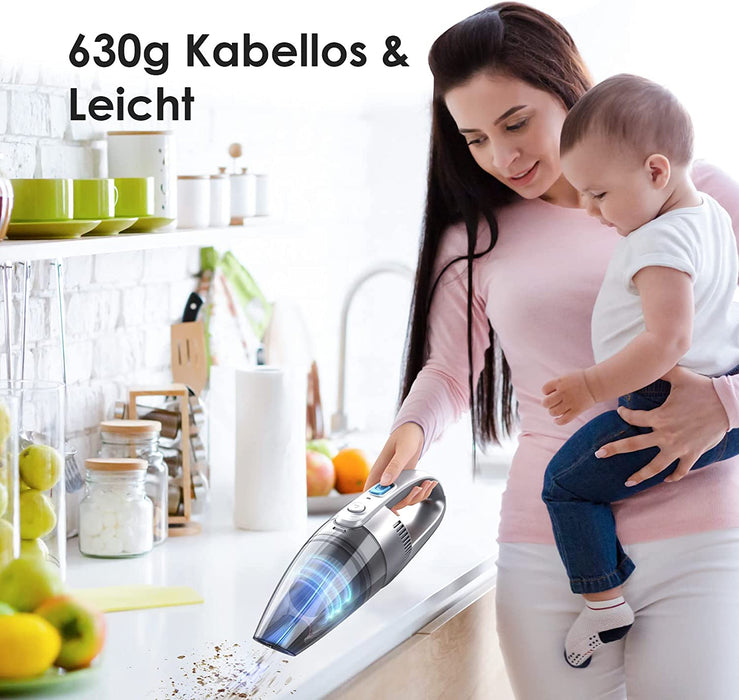 Handstaubsauger, 3 in 1 Handstaubsauger Akku 630g Ultraleicht, 2600mAh Aufladbare & Lange Laufzeit Staubsauger Auto, Handstaubsauge Kabellos