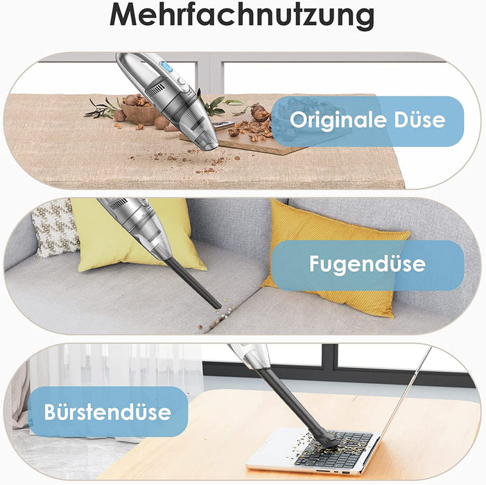 Handstaubsauger, 3 in 1 Handstaubsauger Akku 630g Ultraleicht, 2600mAh Aufladbare & Lange Laufzeit Staubsauger Auto, Handstaubsauge Kabellos