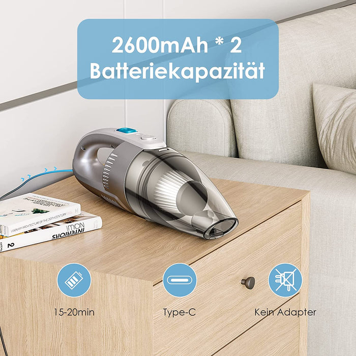Handstaubsauger, 3 in 1 Handstaubsauger Akku 630g Ultraleicht, 2600mAh Aufladbare & Lange Laufzeit Staubsauger Auto, Handstaubsauge Kabellos