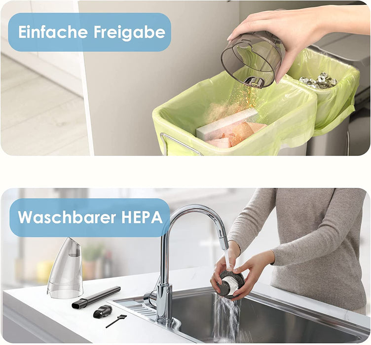 Handstaubsauger, 3 in 1 Handstaubsauger Akku 630g Ultraleicht, 2600mAh Aufladbare & Lange Laufzeit Staubsauger Auto, Handstaubsauge Kabellos