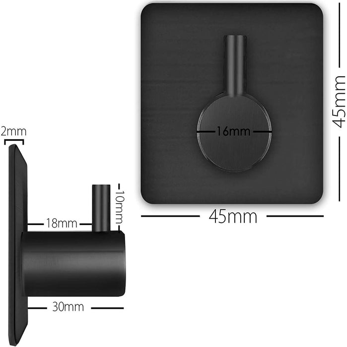 Handtuchhaken 4 Stück Klebehaken Handtuchhalter 3M Selbstklebend aus Edelstahl, Ohne Bohren, Rostfrei, Ideal für Bad Toilette Küche Büro, Schwarz