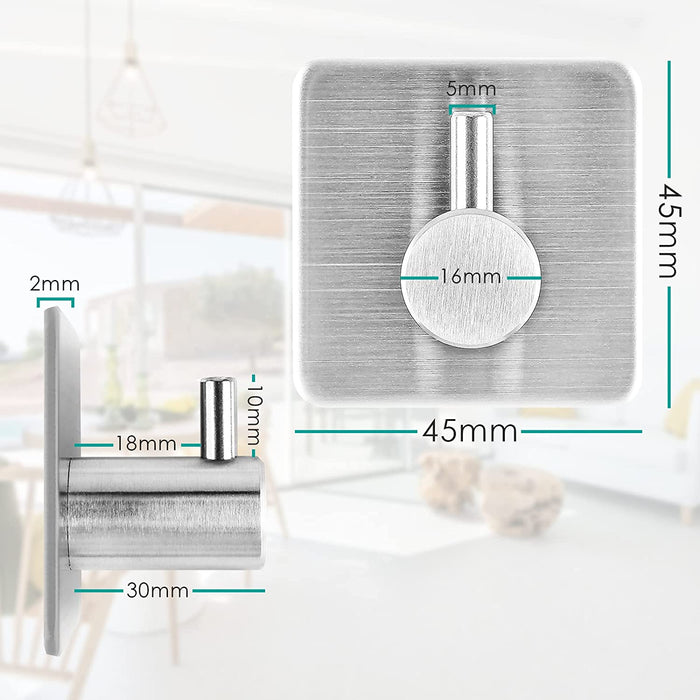 Handtuchhaken 4 Stück Klebehaken Handtuchhalter 3M Selbstklebend aus Edelstahl, Ohne Bohren, Rostfrei, Ideal für Bad Toilette Küche Büro, Silber