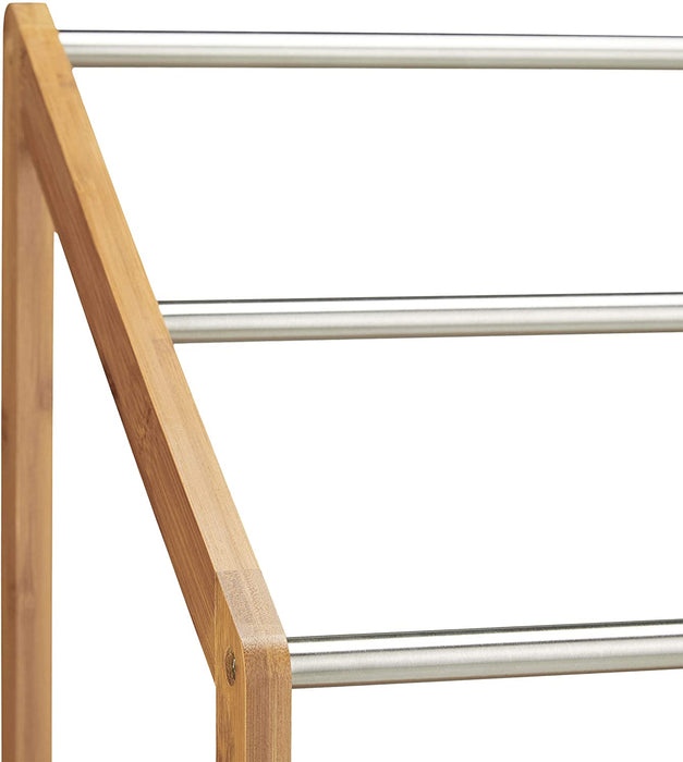 Handtuchhalter Bambus, 3 Handtuchstangen, Freistehend, Ablage, modern, HxBxT 85 x 51 x 31 cm, natur