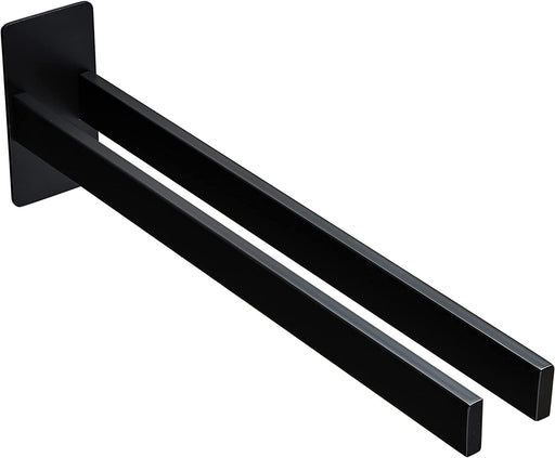 Handtuchhalter Doppelt Ohne Bohren Edelstahl Handtuchstange Bad Handtuchhalter Ohne Bohren Eckig Selbstklebend Handtuchstangen Wand, Schwarz Matt 39CM