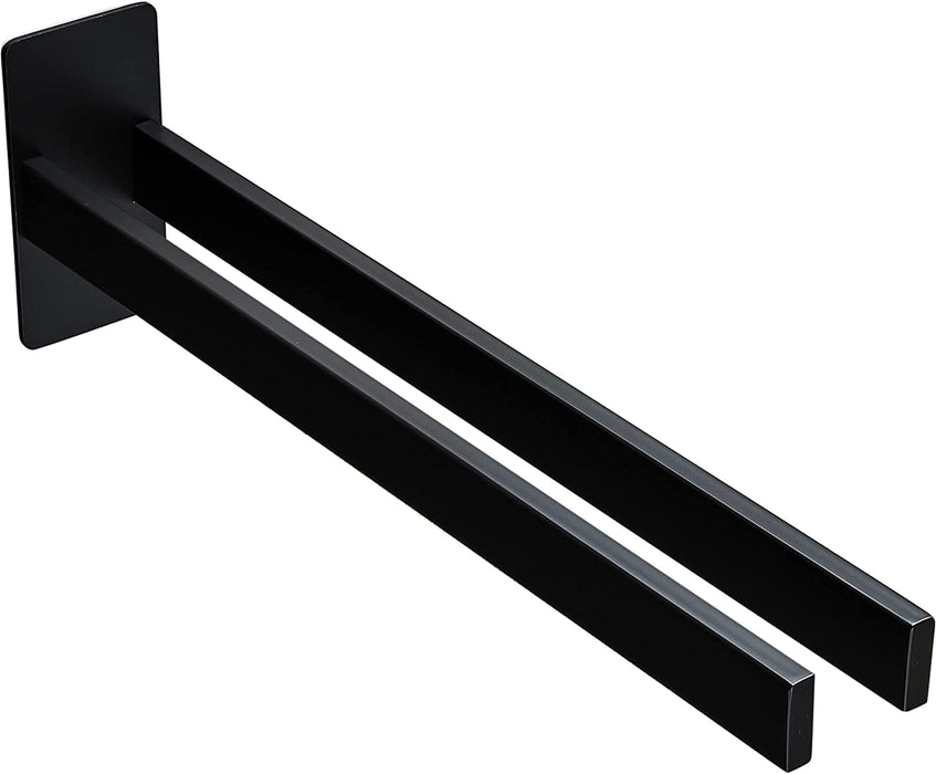 Handtuchhalter Doppelt Ohne Bohren Edelstahl Handtuchstange Bad Handtuchhalter Ohne Bohren Eckig Selbstklebend Handtuchstangen Wand, Schwarz Matt 39CM