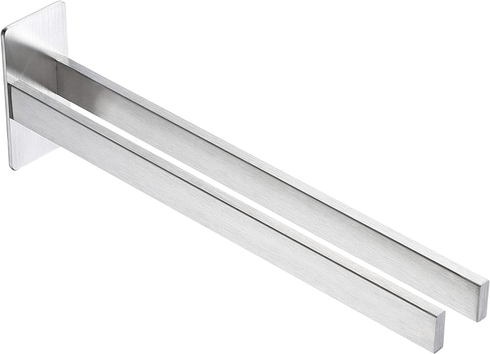 Handtuchhalter Doppelt Ohne Bohren Handtuchstange Edelstahl Handtuchhalter Ohne Bohren Eckig Selbstklebend Handtuchstangen Wand für Bad Küche, Silber 39CM