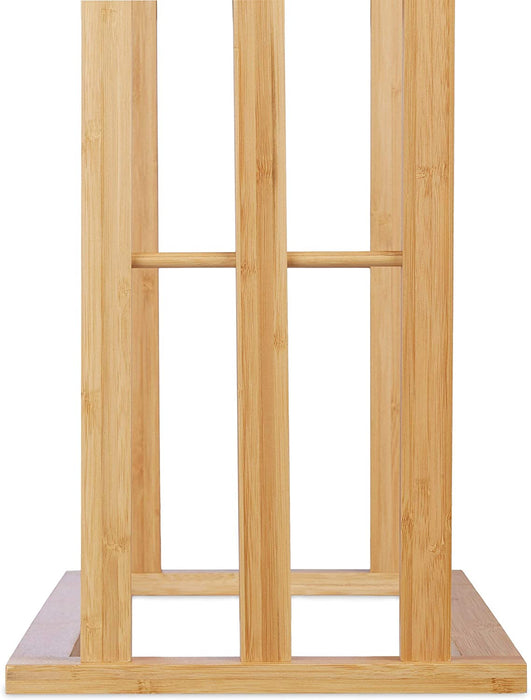 Handtuchhalter stehend mit 3 Handtuchstangen, Handtuchständer 3-armig für Bad, Bambus, HBT 84x48x26 cm, natur