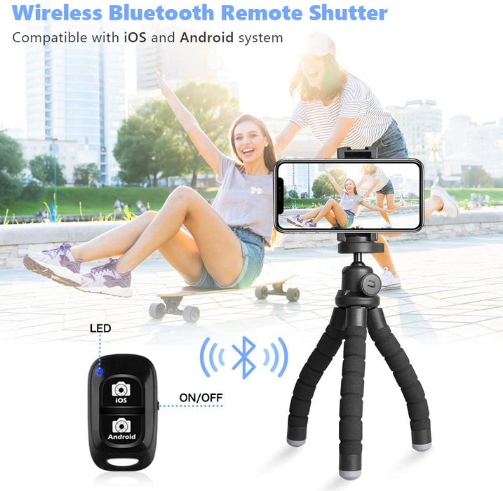 Handy Stativ, Mini Stativ für Smartphone und Kamera, Handy Stativ Ständer mit Bluetooth Fernbedienung