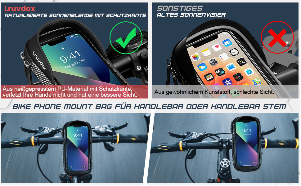 Handyhalterung Fahrrad wasserdicht, Fahrrad Handy Halterung Fahrradtasche Lenker Lenkertasche Motorrad Handyhalter Fahrradhalterung Rahmen 