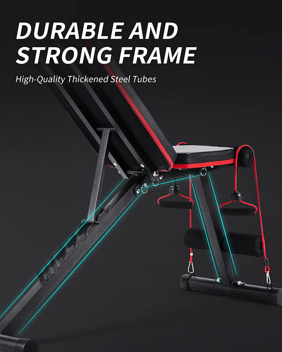 Hantelbank Klappbar, Verstellbar Trainingsbank für Zuhause, Schrägbank mit 8-Fach Rückenlehne, Ganzkörpertraining, Krafttraining, Workout