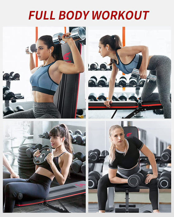 Hantelbank Klappbar, Verstellbar Trainingsbank für Zuhause, Schrägbank mit 8-Fach Rückenlehne, Ganzkörpertraining, Krafttraining, Workout