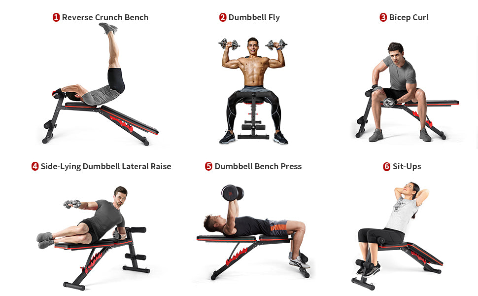 Hantelbank Klappbar, Verstellbar Trainingsbank für Zuhause, Schrägbank mit 8-Fach Rückenlehne, Ganzkörpertraining, Krafttraining, Workout