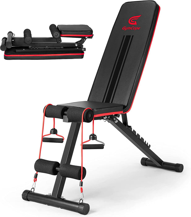 Hantelbank Klappbar, Verstellbar Trainingsbank für Zuhause, Schrägbank mit 8-Fach Rückenlehne, Ganzkörpertraining, Krafttraining, Workout