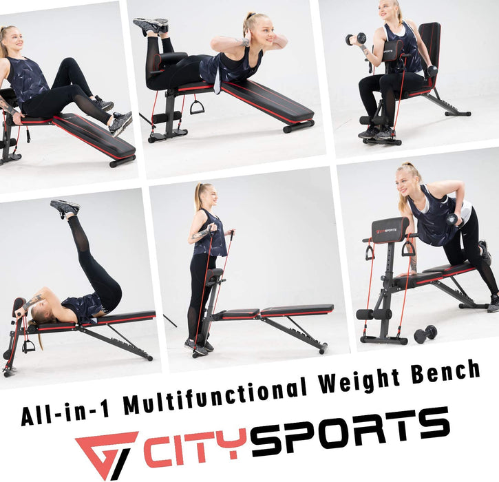 Hantelbank, Klappbar Heimtraining Fitness, Fitnessbank, Trainingsbank mit Gewichten, Multifunktion Hantelbank Set für Ganzkörpertraining