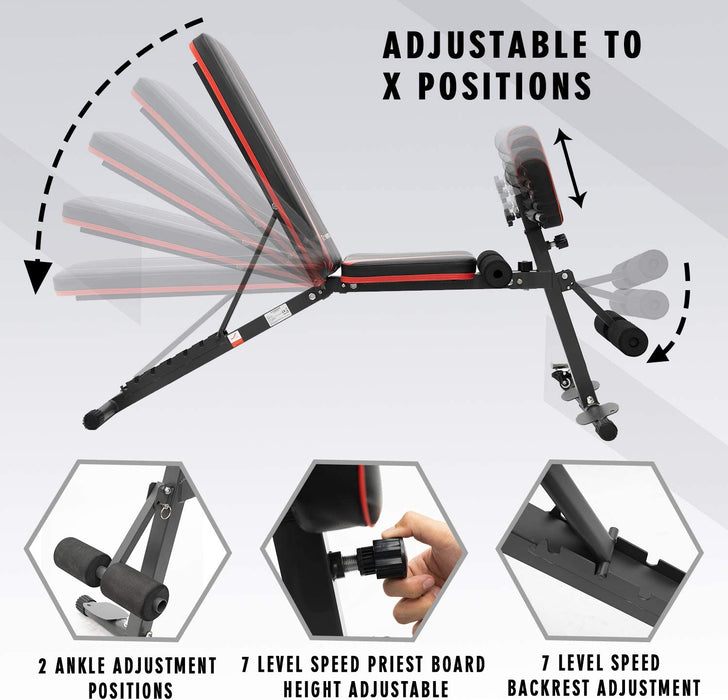 Hantelbank, Klappbar Heimtraining Fitness, Fitnessbank, Trainingsbank mit Gewichten, Multifunktion Hantelbank Set für Ganzkörpertraining