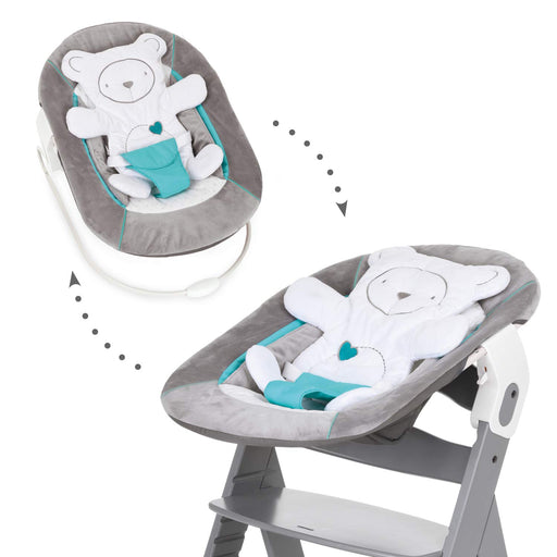 Hauck Babywippe Alpha Bouncer 2in1 kompatibel mit Hauck Hochstuhl Alpha+ und Beta+, Baby Wippe für Neugeborene ab Geburt bis 9 kg, mit Teddy Einlage