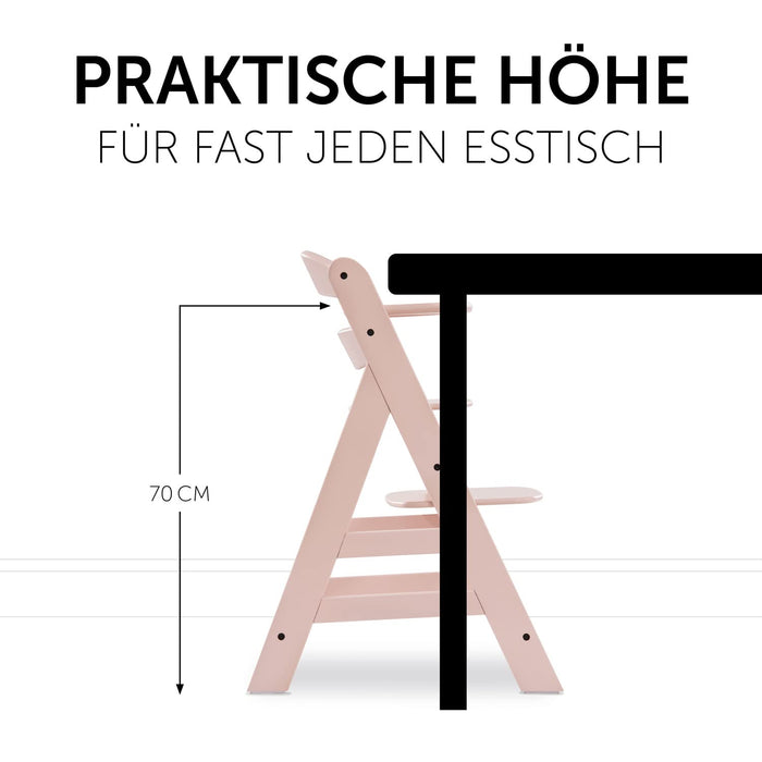 Hauck Kinder Hochstuhl Alpha+, Mitwachsend ab 6 Monate, Buchenholz, Stabil & Sicher bis 90 kg, Inklusive 5-Punkt-Gurt, Schrittgurt und Schutzbügel