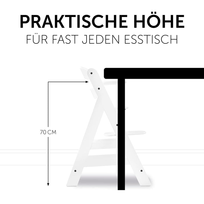 Hauck Kinder Hochstuhl Alpha+, Mitwachsend ab 6 Monate, Buchenholz, Stabil & Sicher bis 90 kg, Inklusive 5-Punkt-Gurt, Schrittgurt und Schutzbügel